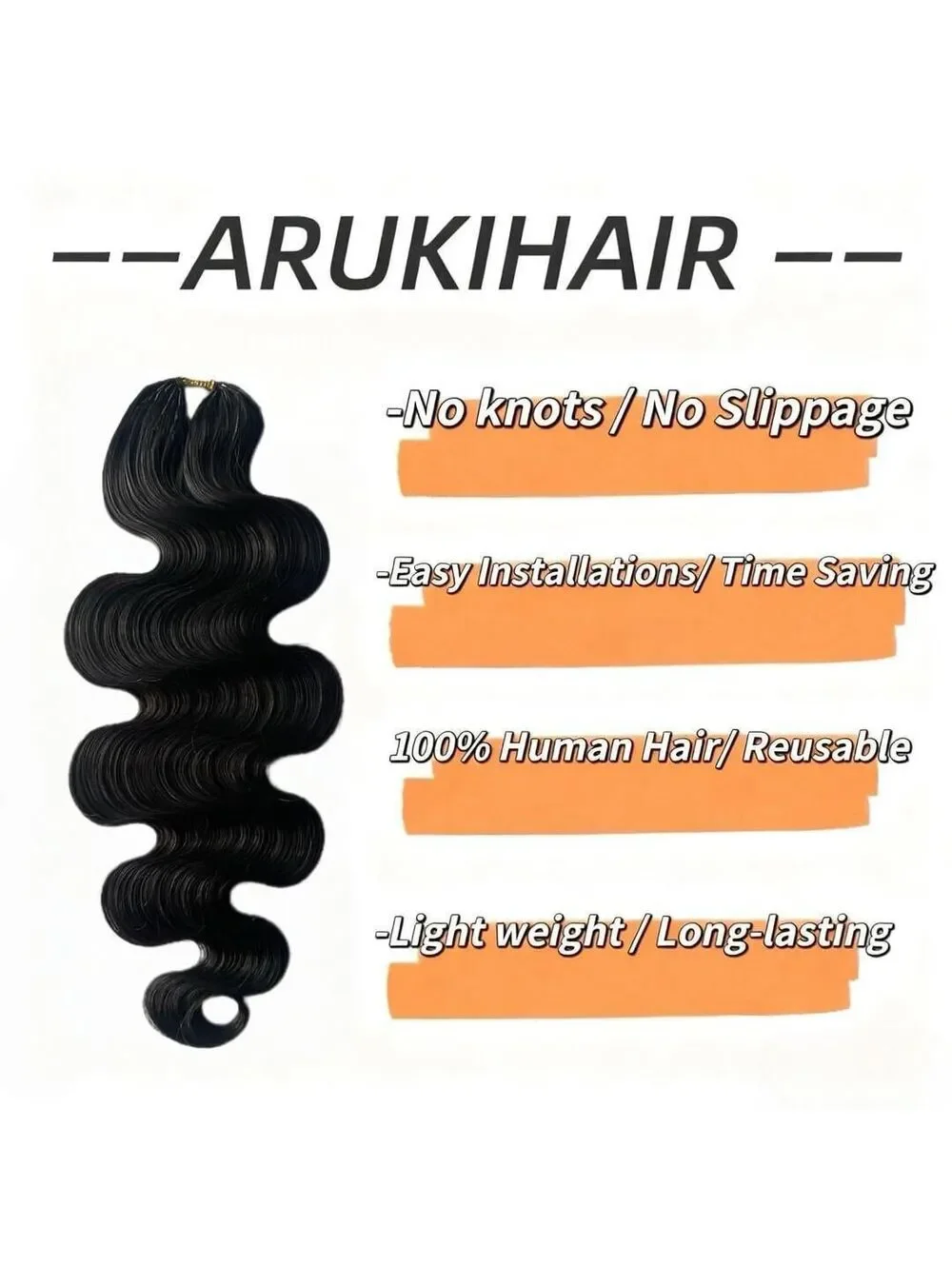 Body Wave Crochet Human Hair Extension Knotless 20 inch 240g
